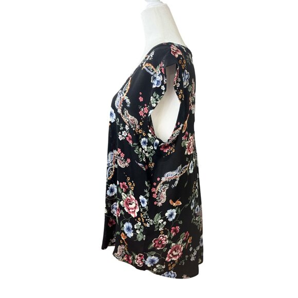 Pleione Size L Womens Blouse Black , Blue ,Pink Floral Sleeveless Round Top - Picture 7 of 9